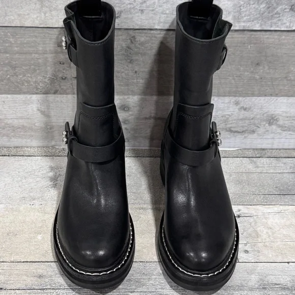 Rag & Bone Women's RB Moto Studded Pull On Boots - Black - Sz - 8.5 .US - Picture 4 of 11